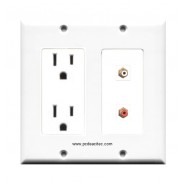 Placa Tapa 2 RCA + doble contacto eléctrico en ABS